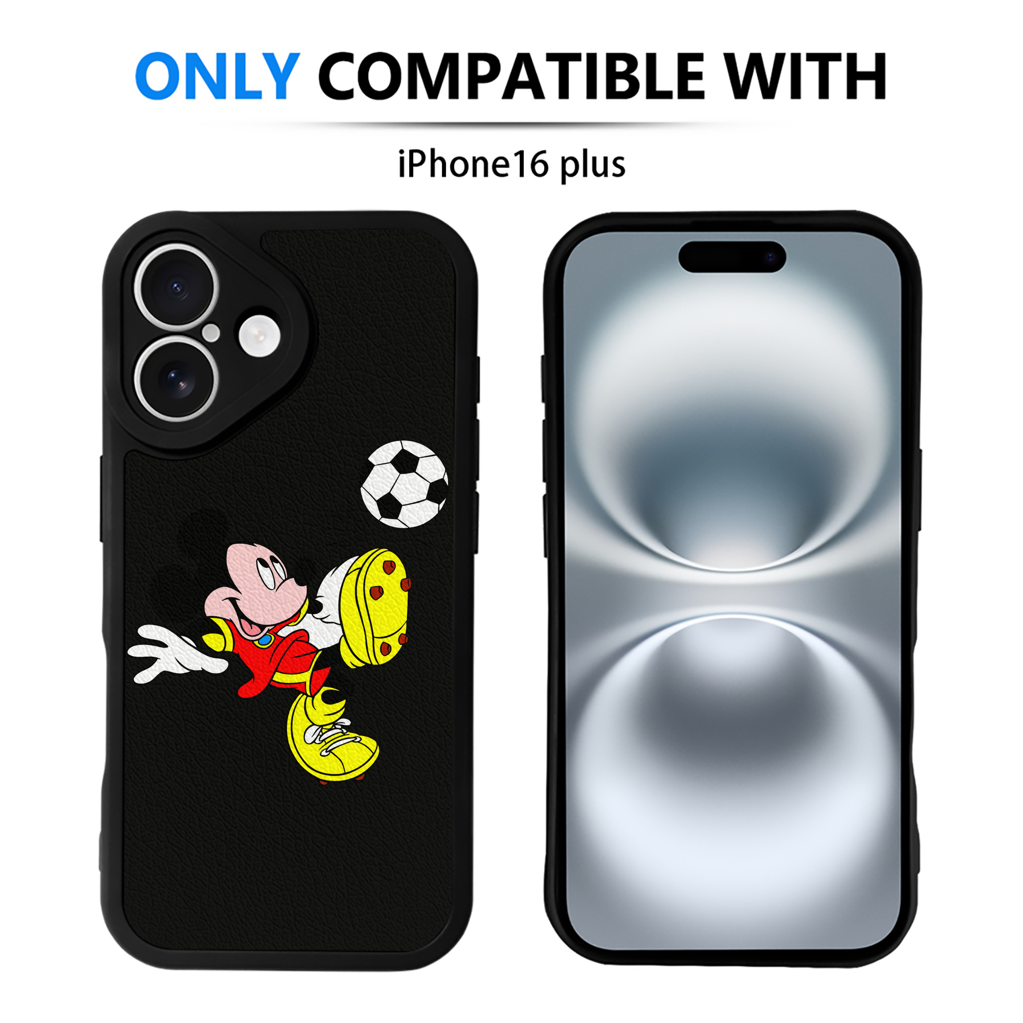 （画像用） ミッキーマウス Mickey Mouse 【iPhone 16シリーズ対応】シリコンスマホケース（レザー調） 材質：シリコン